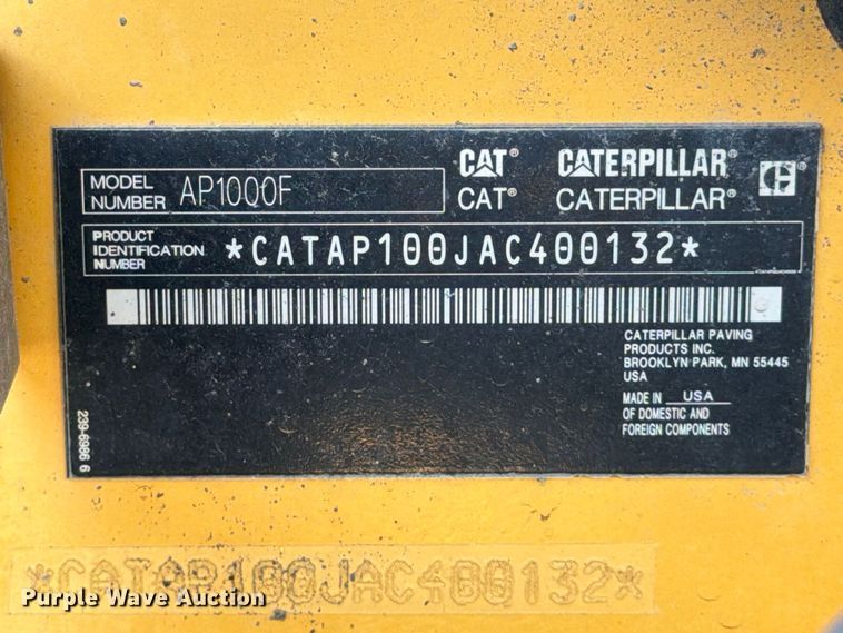 image for item FK2214 2015 Caterpillar AP1000F paver