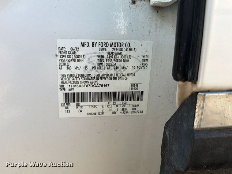image for item FK3876 2013 Ford Explorer SUV