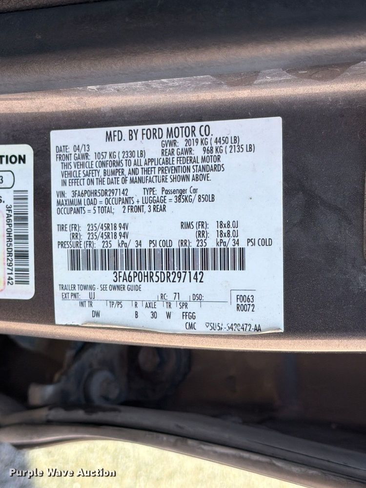 image for item FK3877 2013 Ford Fusion 