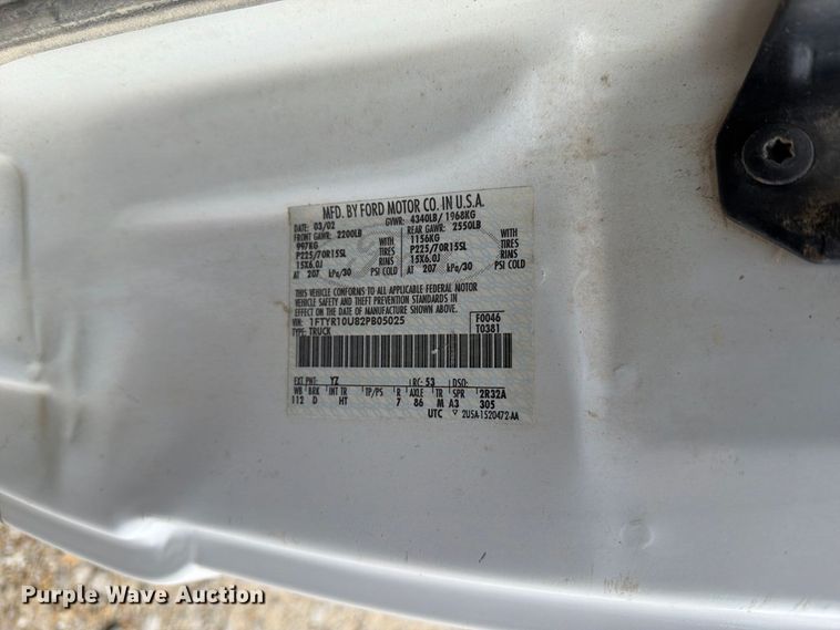 image for item FM6551 2002 Ford Ranger pickup truck