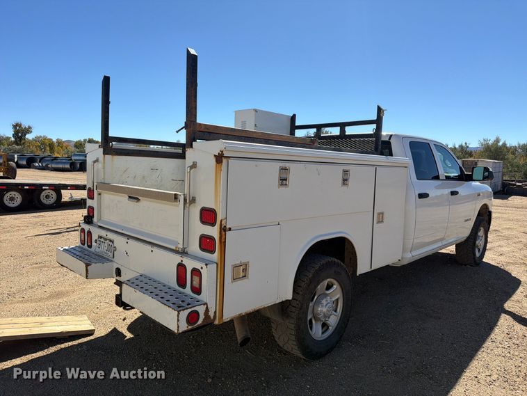 image for item FM7718 2020 RAM 3500 Crew Cab utility bed pickup truck