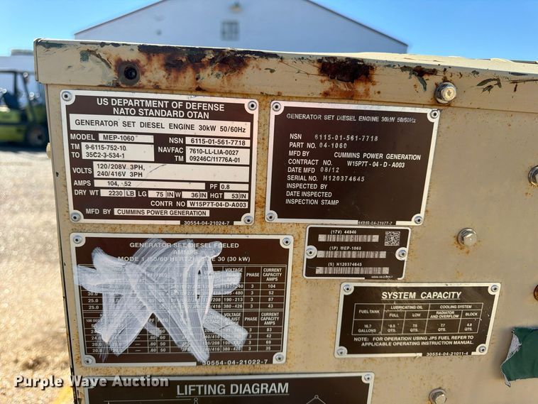 image for item FP3507 2012 MEP-1060 generator
