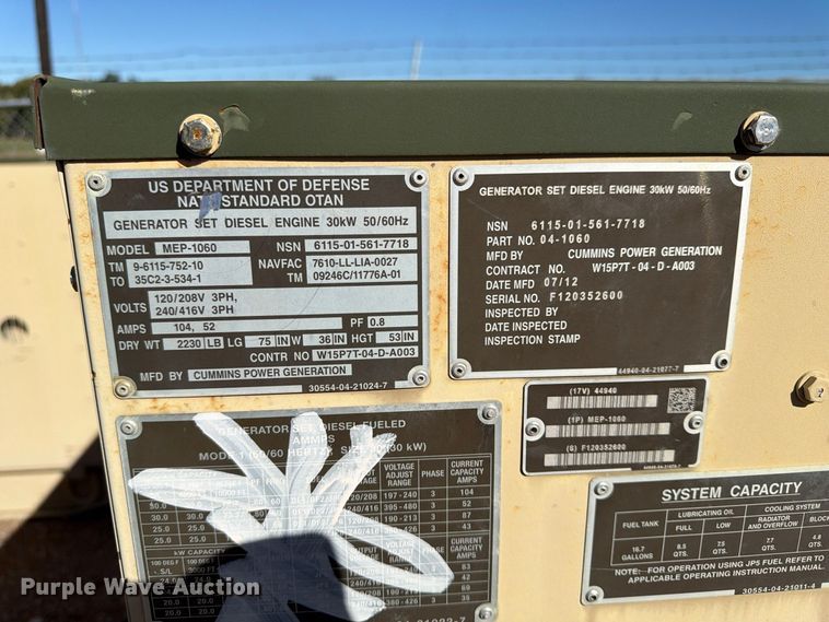 image for item FP3510 2012 MEP-1060 generator