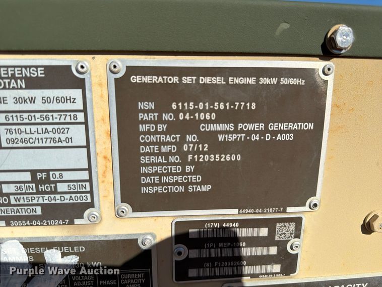 image for item FP3510 2012 MEP-1060 generator