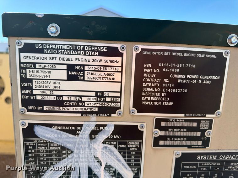 image for item FP3511 2014 MEP-1060 generator