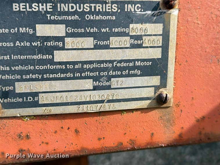 image for item FP3540 1997 Belshe  GT2 equipment trailer
