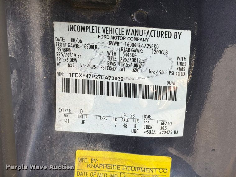 image for item FT6479 2007 Ford F450 Super Duty XL dump truck