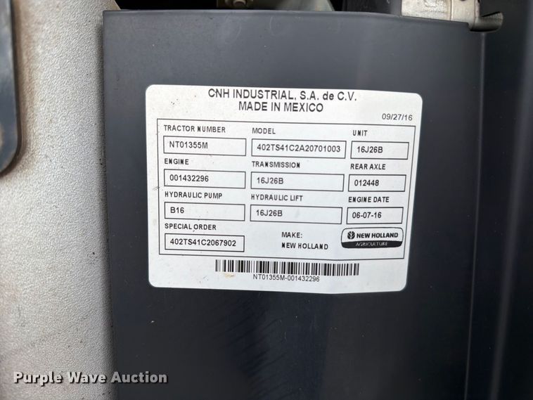 image for item FT6488 2016 New Holland TS6.110 tractor