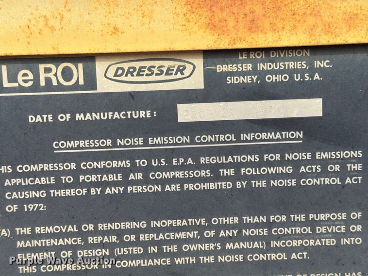 image for item FT6950 1990 LeRoi 125 air compressor