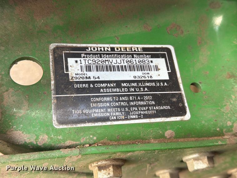 image for item FT6951 2018 John Deere Z920M ZTR lawn mower