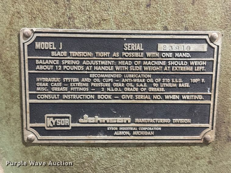 image for item FU0599 Kysor Johnson J band saw