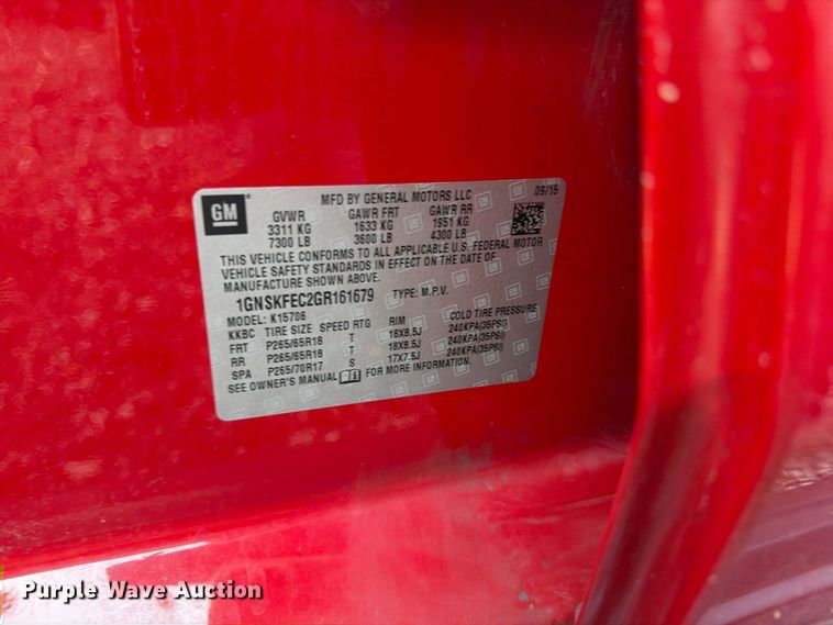 image for item FU4772 2016 Chevrolet Tahoe SSV SUV
