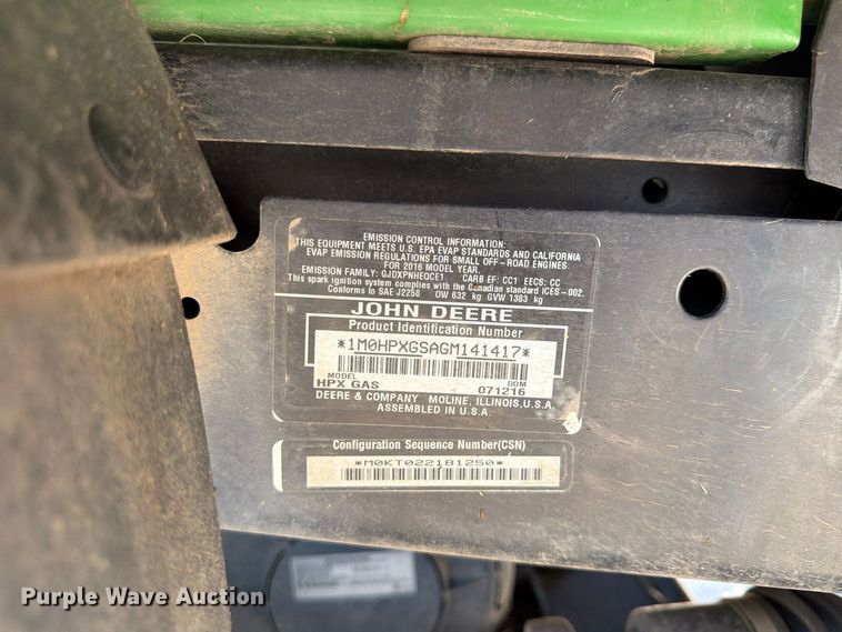 image for item FU4830 2016 John Deere Gator HPX utility vehicle