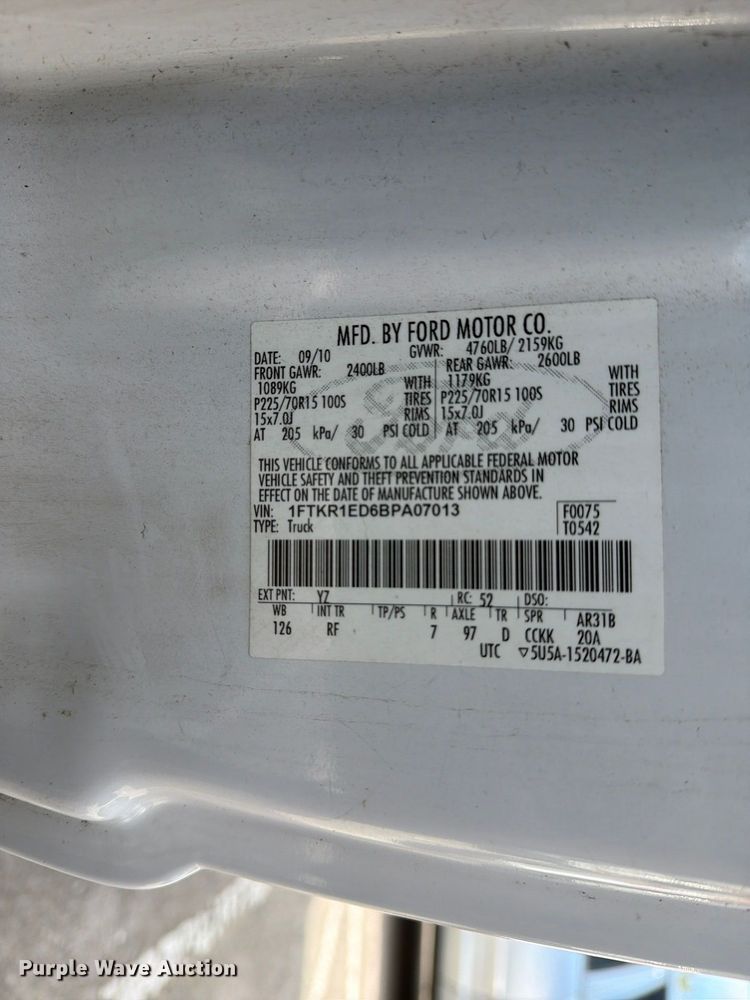 image for item FU5020 2011 Ford Ranger 