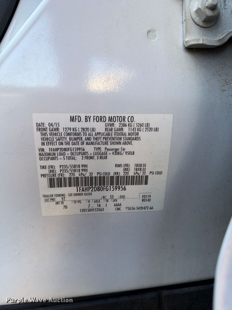 image for item FU6015 2015 Ford Taurus 