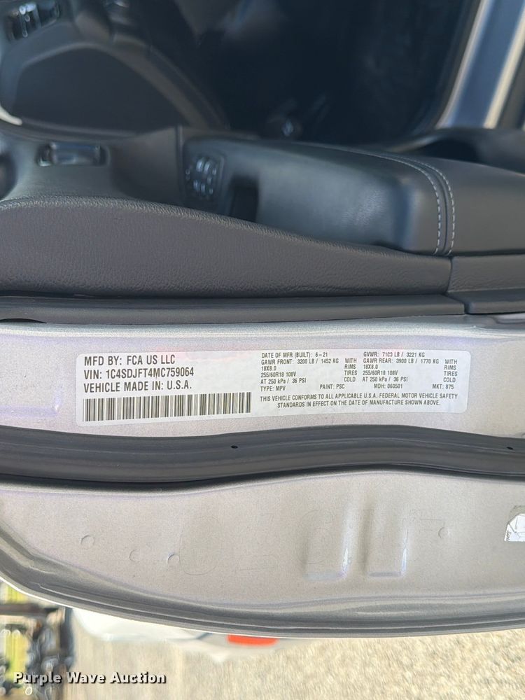 image for item FK3915 2021 Dodge Durango SSV SUV