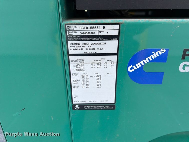 image for item FK3950 Cummins GGFD-5555419 generator