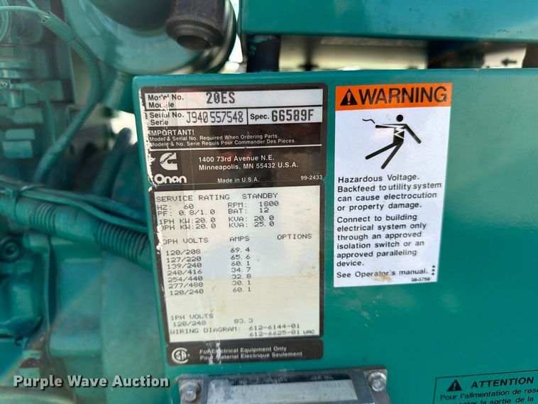 image for item FK3951 Onan OT 125 generator