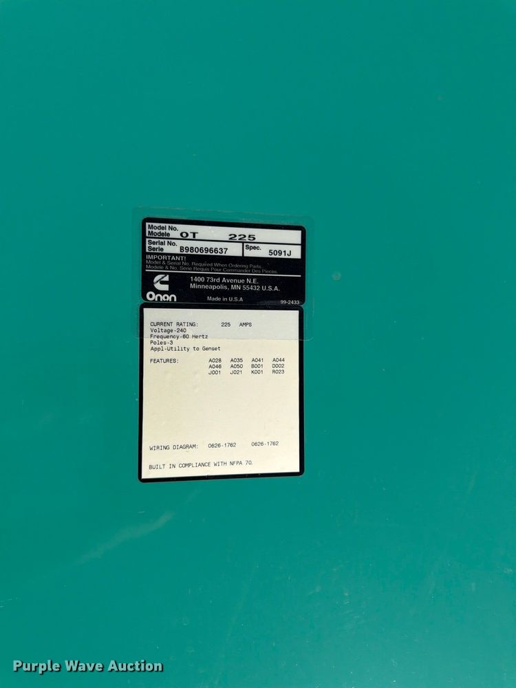 image for item FK3952 Onan 35GGFb Generator