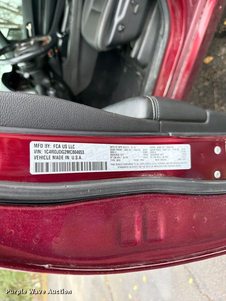 image for item DO5954 2021 Dodge Durango GT SUV