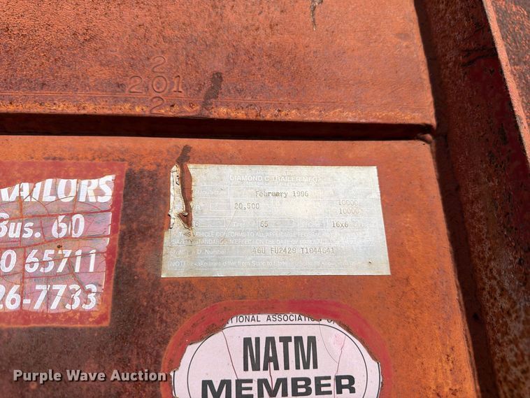 image for item DT3046 1996 Diamond C Trailers equipment trailer