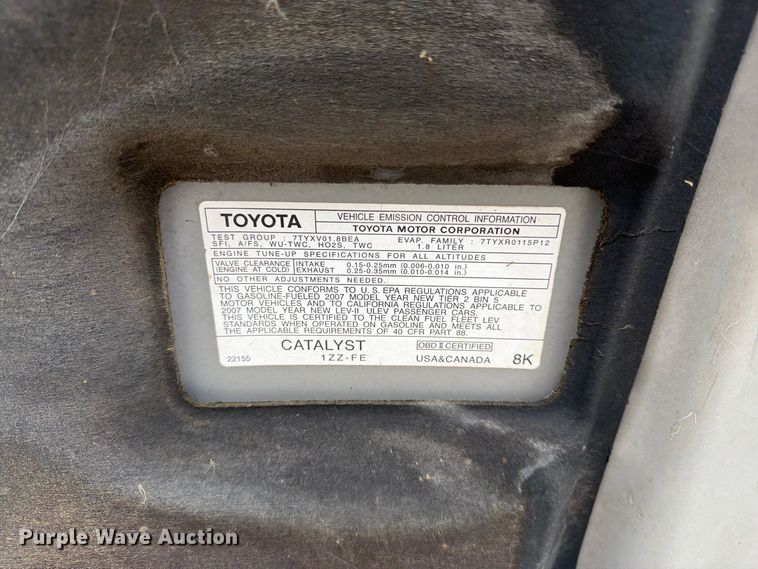 image for item DT3073 2007 Toyota Corolla 