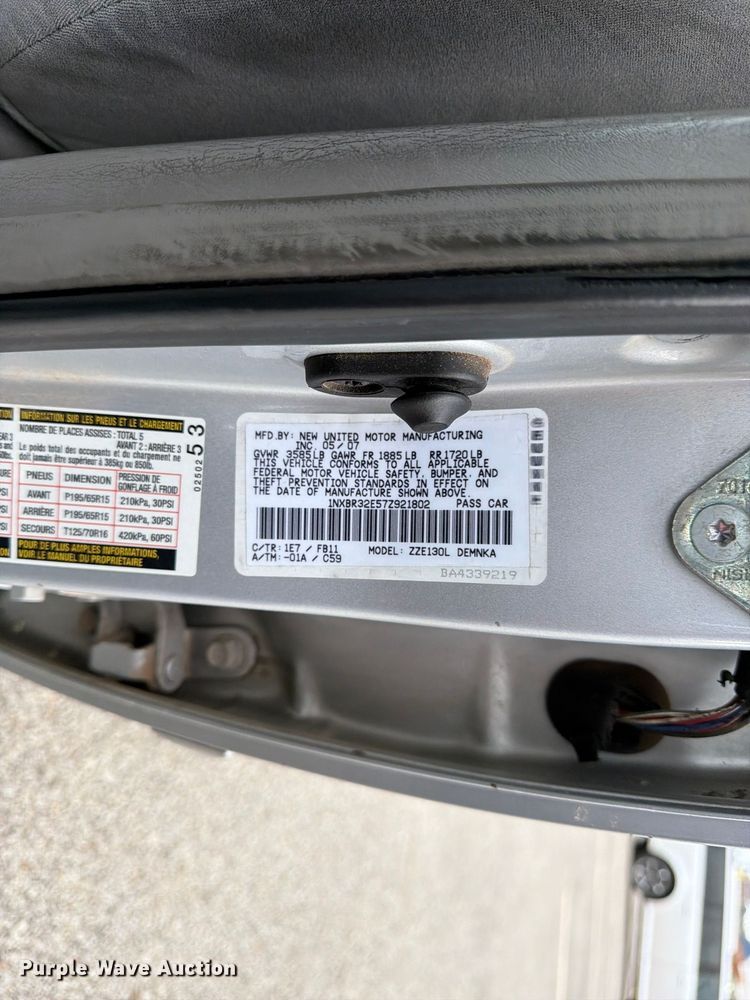 image for item DT3073 2007 Toyota Corolla 