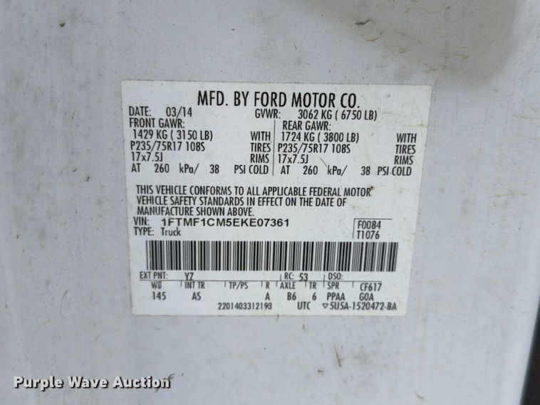image for item DU8031 2014 Ford F150 XL pickup truck