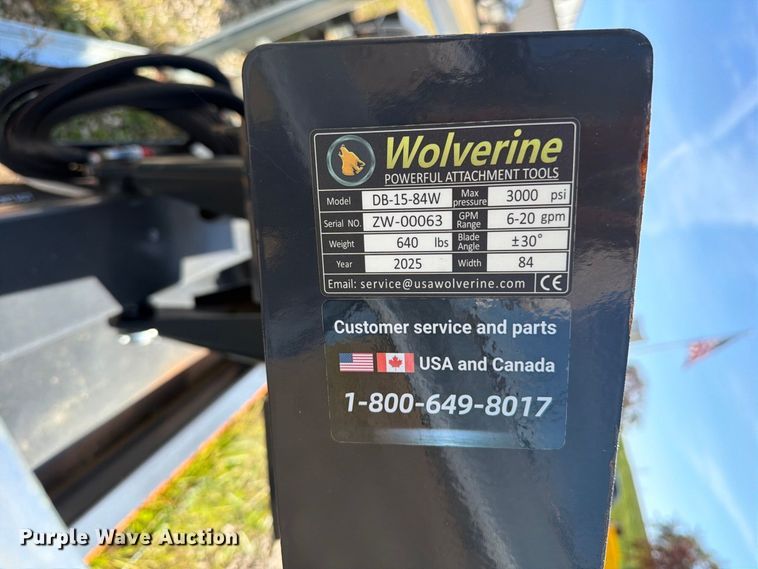 image for item DV2085 2025 Wolverine DB-15-84W skid steer dozer blade