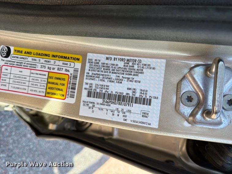 image for item DV7406 2019 Ford Fusion 