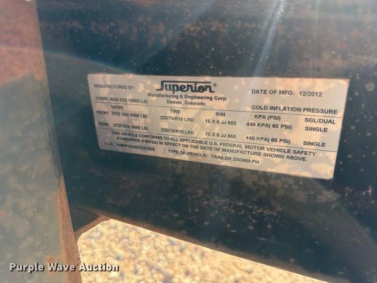 image for item ED0217 2013 Superior Manufacturing and Engineering 2SD6M-PH utility trailer