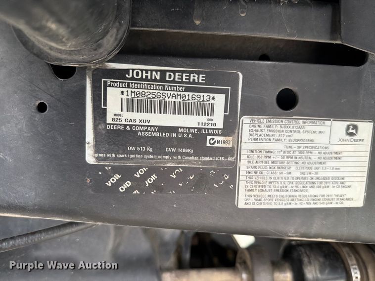 image for item EL1002 2011 John Deere XUV825i Gator utility vehicle
