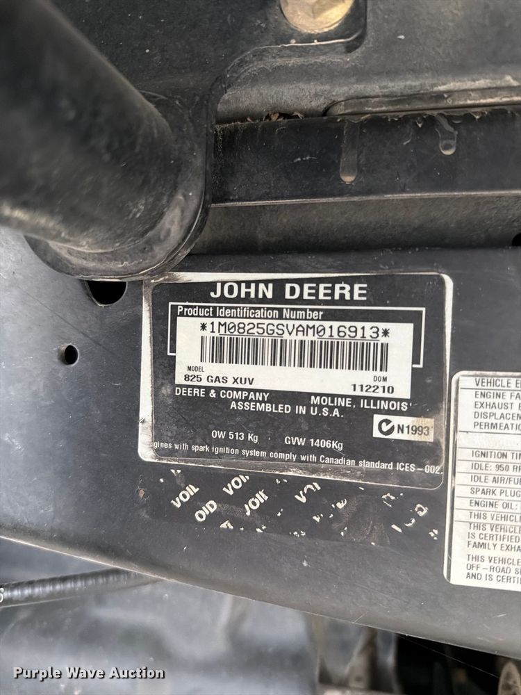 image for item EL1002 2011 John Deere XUV825i Gator utility vehicle