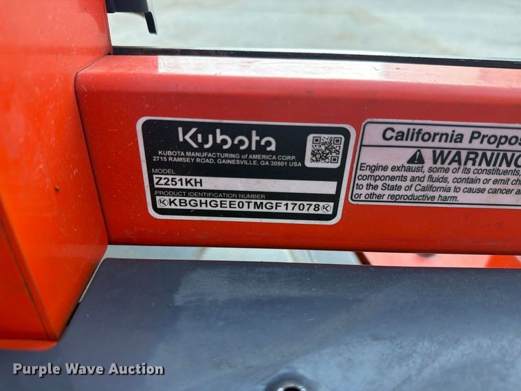 image for item EL1082 2021 Kubota Z251KH ZTR lawn mower