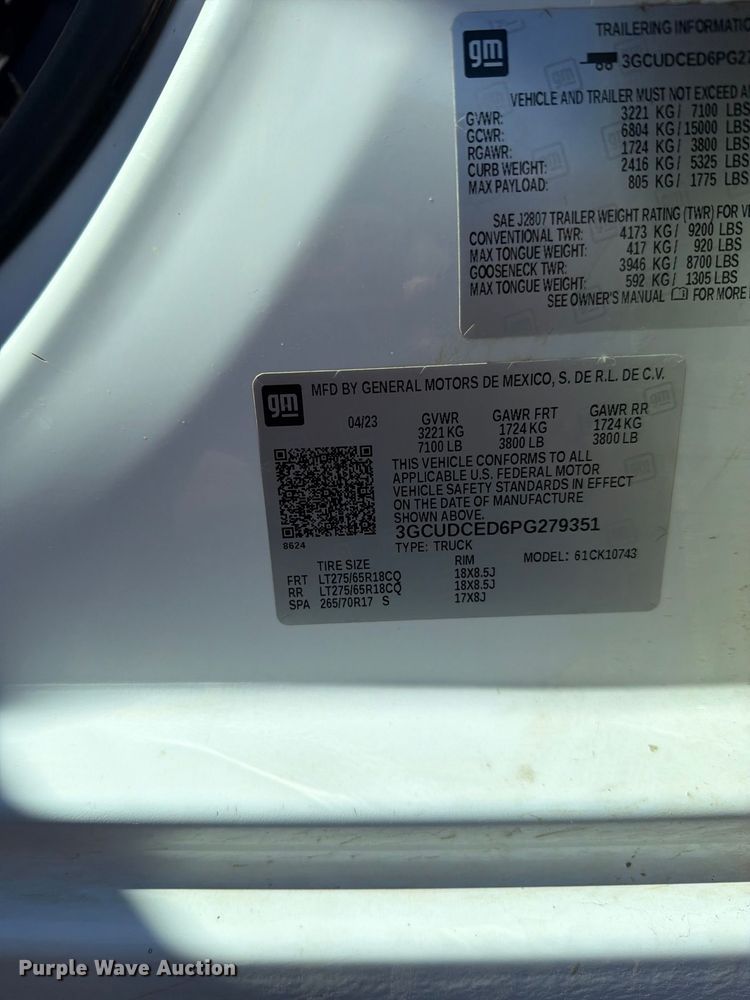 image for item EO8794 2023 Chevrolet Silverado 1500 Crew Cab pickup truck