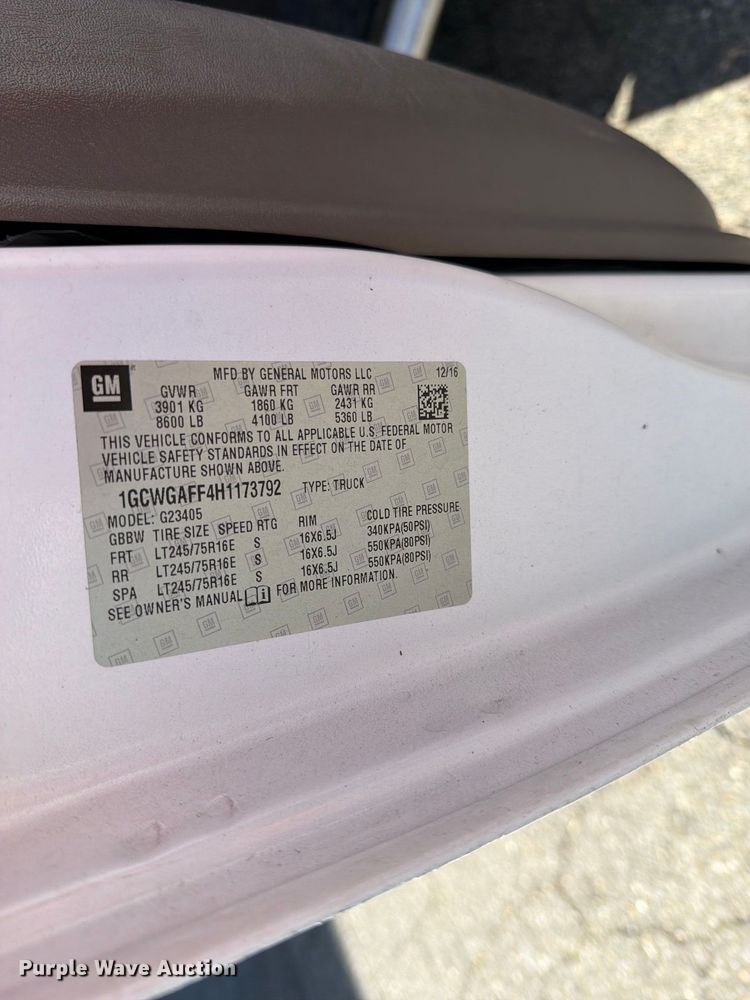 image for item EP3056 2017 Chevrolet Express 2500 van