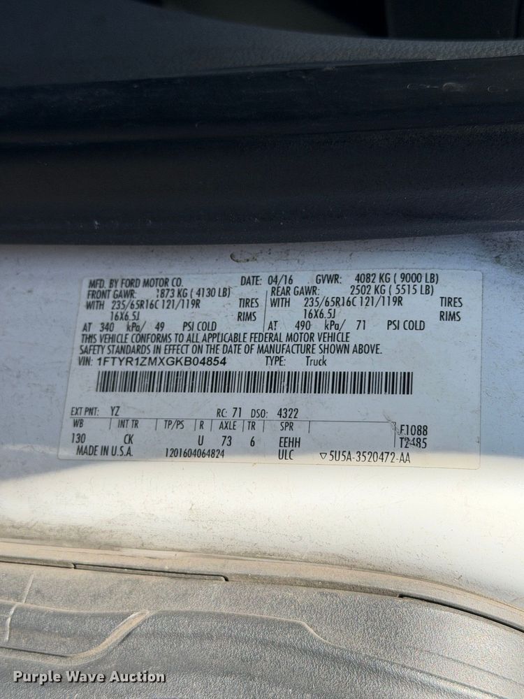 image for item EP3068 2016 Ford Transit 250 van
