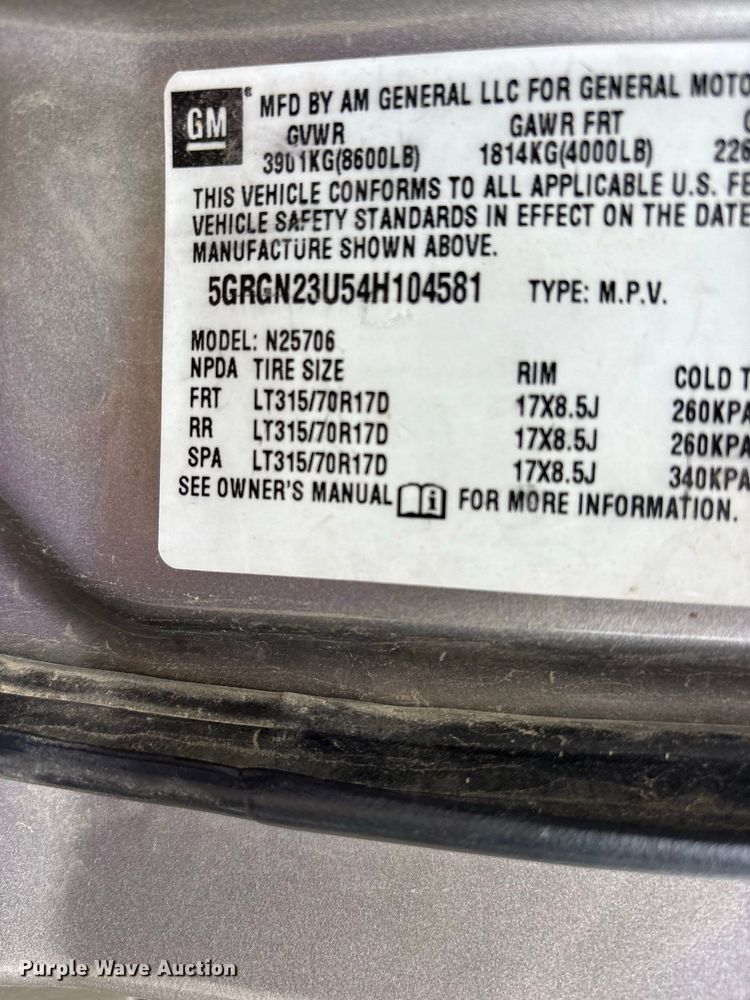 image for item ER3389 2004 Hummer H2 SUV