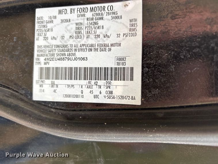 image for item ER3390 2009 Mercury Mountaineer Premier SUV