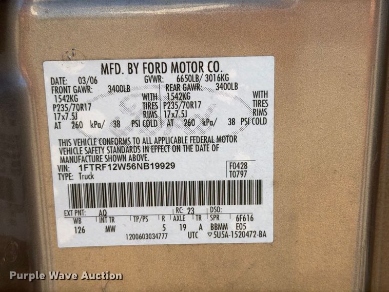 image for item ER3494 2006 Ford F150 pickup truck