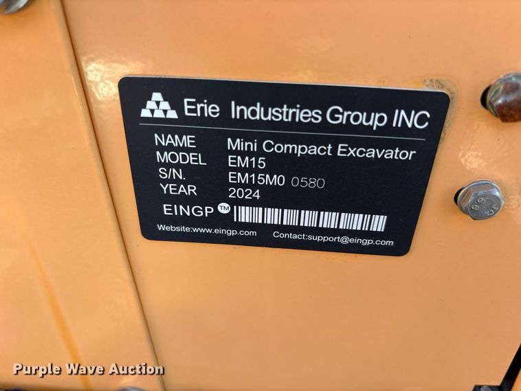 image for item ES8381 2024 Erie EM15 mini excavator