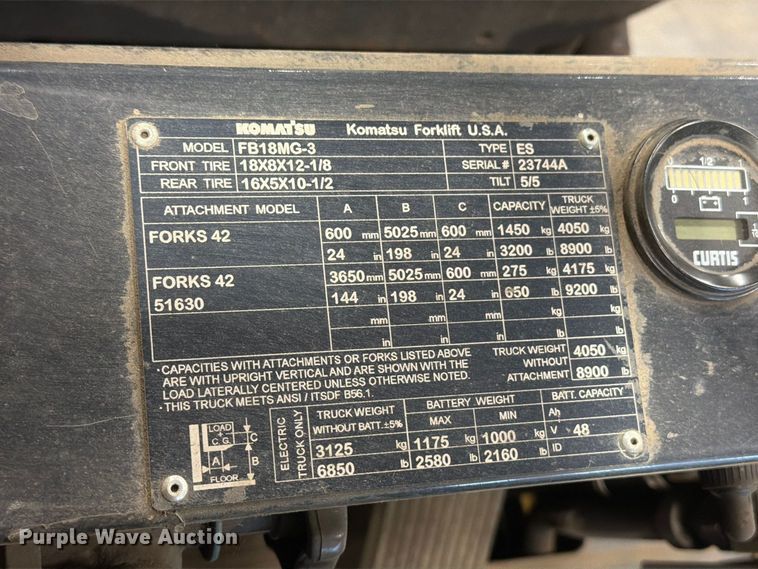 image for item EV7036 Komatsu FB18MG-3 forklift