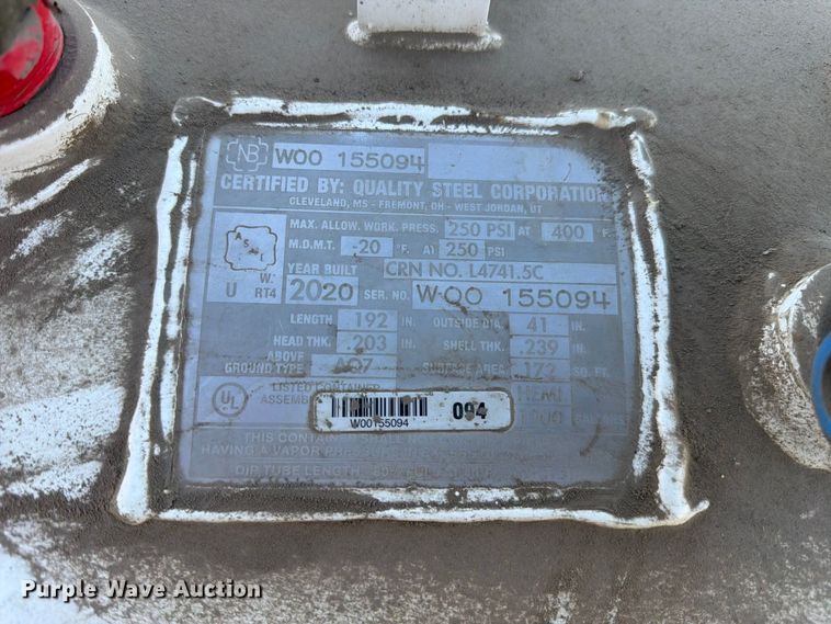 image for item EW2311 2020 QUALITY STEEL CORPORATION Propane tank