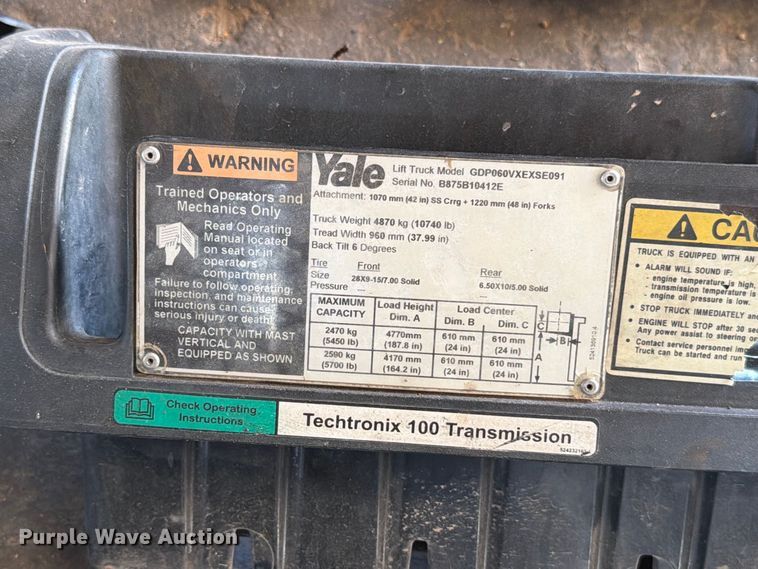 image for item EW8964 Yale GDP060VXEXSE091 forklift