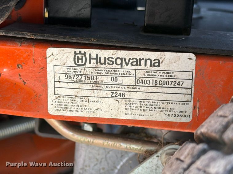 image for item EX1067 Husqvarna Z246 ZTR lawn mower