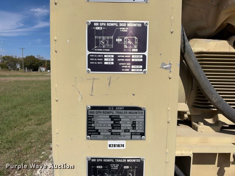 image for item EX1526 1990 Engineered Air Systems WPES1 Type 1 reverse osmosis water purification unit
