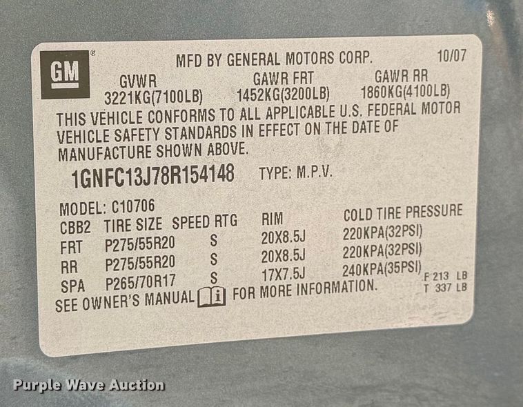 image for item EX5003 2008 Chevrolet Tahoe SUV
