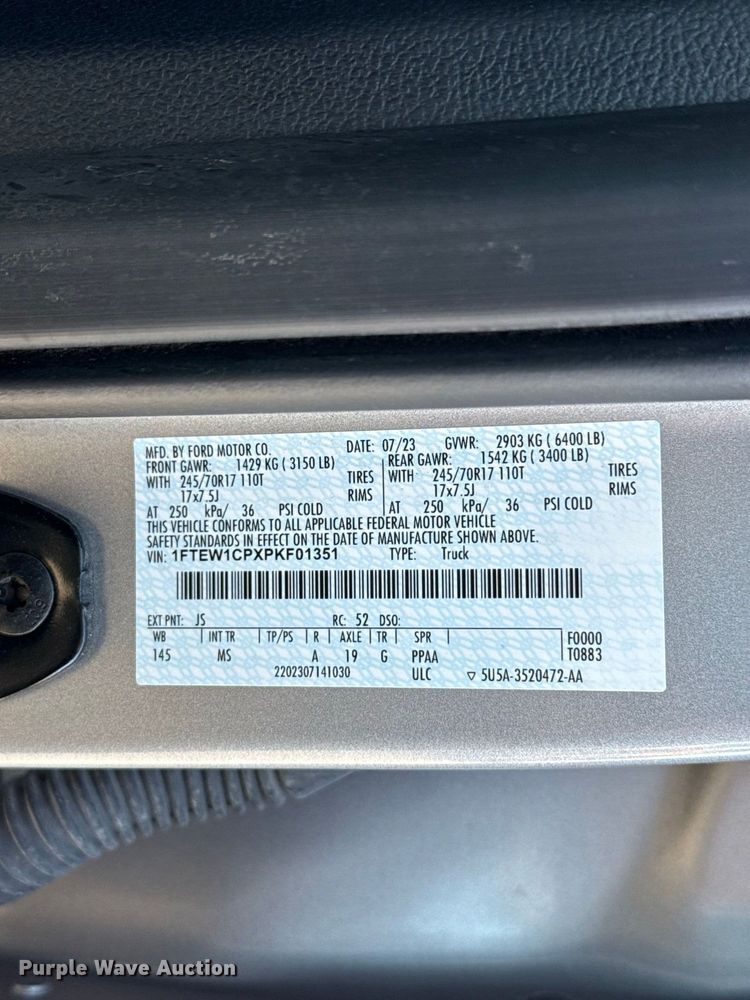 image for item FC4485 2023 Ford F150 Crew Cab pickup truck
