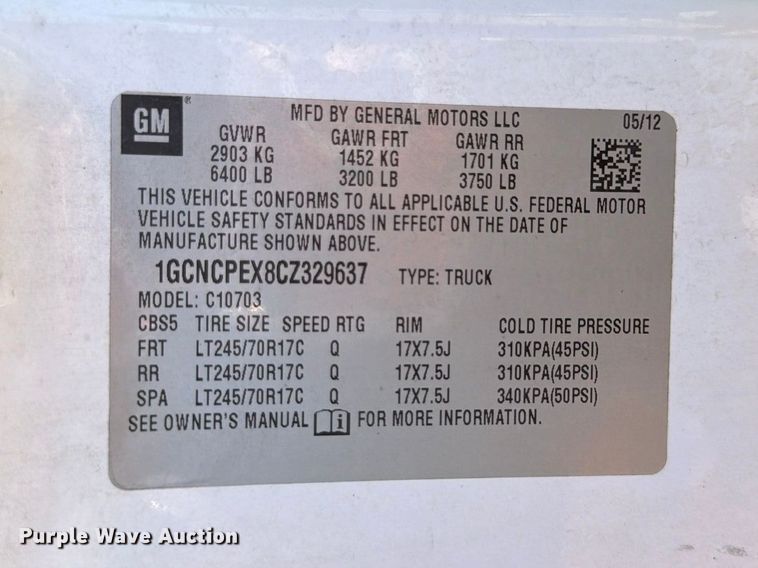 image for item FG0787 2012 Chevrolet Silverado 1500 pickup truck