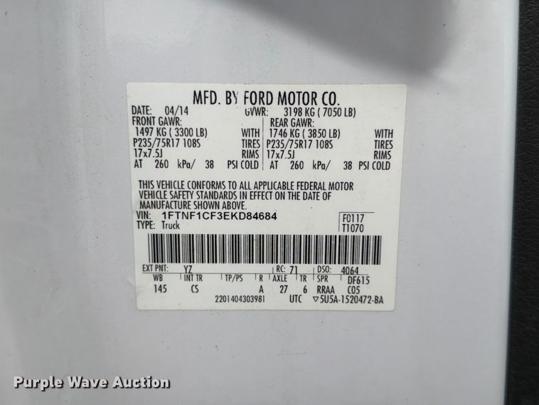 image for item FG0812 2014 Ford F150 XL pickup truck